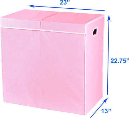Simple Houseware Double Laundry Hamper with Lid and Removable Bags, Black