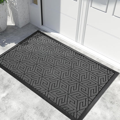 Yimobra Doormat Outdoor Entrance 29.5x17, All-Weather Waterproof Outdoor Mats for Front Door, Non Slip Welcome Door Mat for Patio Proch Outside Entryway Indoor, Black
