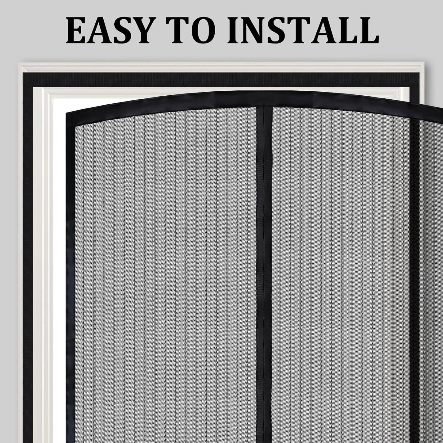 Magnetic Screen Door - Self Sealing, Heavy Duty, Hands Free Mesh Partition Keeps Bugs Out Let Breeze in- Pet and Kid Friendly - Keep Open Feature (Black, Fit Door Size 38 x 82 Inch)