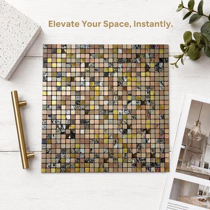 10 Sheets Peel and Stick Backsplash, Waterproof Mosaic Tile Self-Adhesive - Easy Cut to Size for Kitchen, Bathroom, Fireplace DIY Installation (10, Green+Blue Brushed)