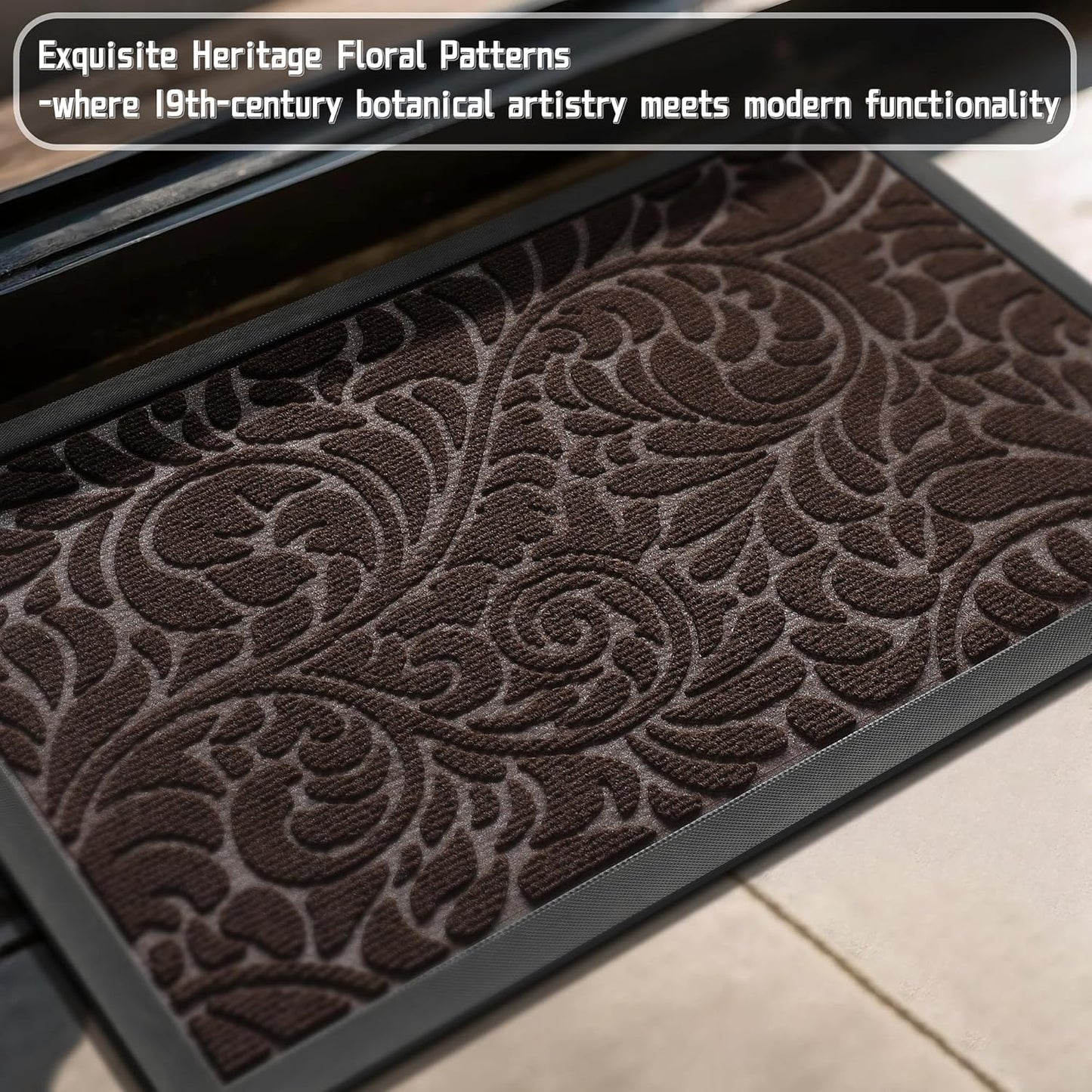 Yimobra Front Door Mat Outside Entrance, Waterproof Sturdy Retro Outdoor Mat, Heavy Duty Non-Slip Doormat for Garage Patio Entryway Indoor, Easy Clean, 29.5x17, Grey