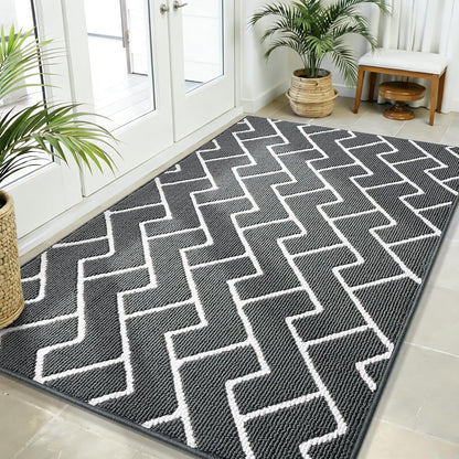 OLANLY Front Door Mat, Non-Slip Rubber Backing, Dirt Resistant and Absorbent, Washable, Easy to Clean Low-Profile Indoor Doormat for Back Door, Entryway, Inside Entrance, 32x20, Grey