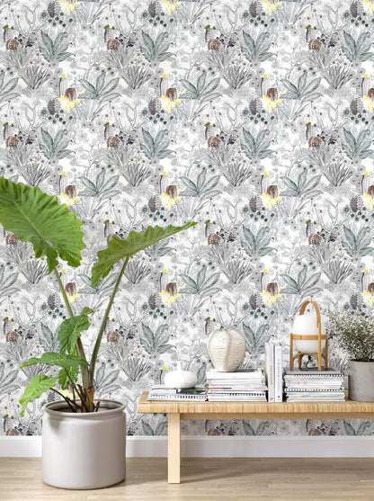 Wudnaye Boho Peel and Stick Wallpaper Catus Wallpaper 17.7" x 118.1"Vintage Floral Wallpapers Peel and Stick Botanical Removable Wall Paper Boho Self Adhesive Contact Paper for Bathroom Cabinets