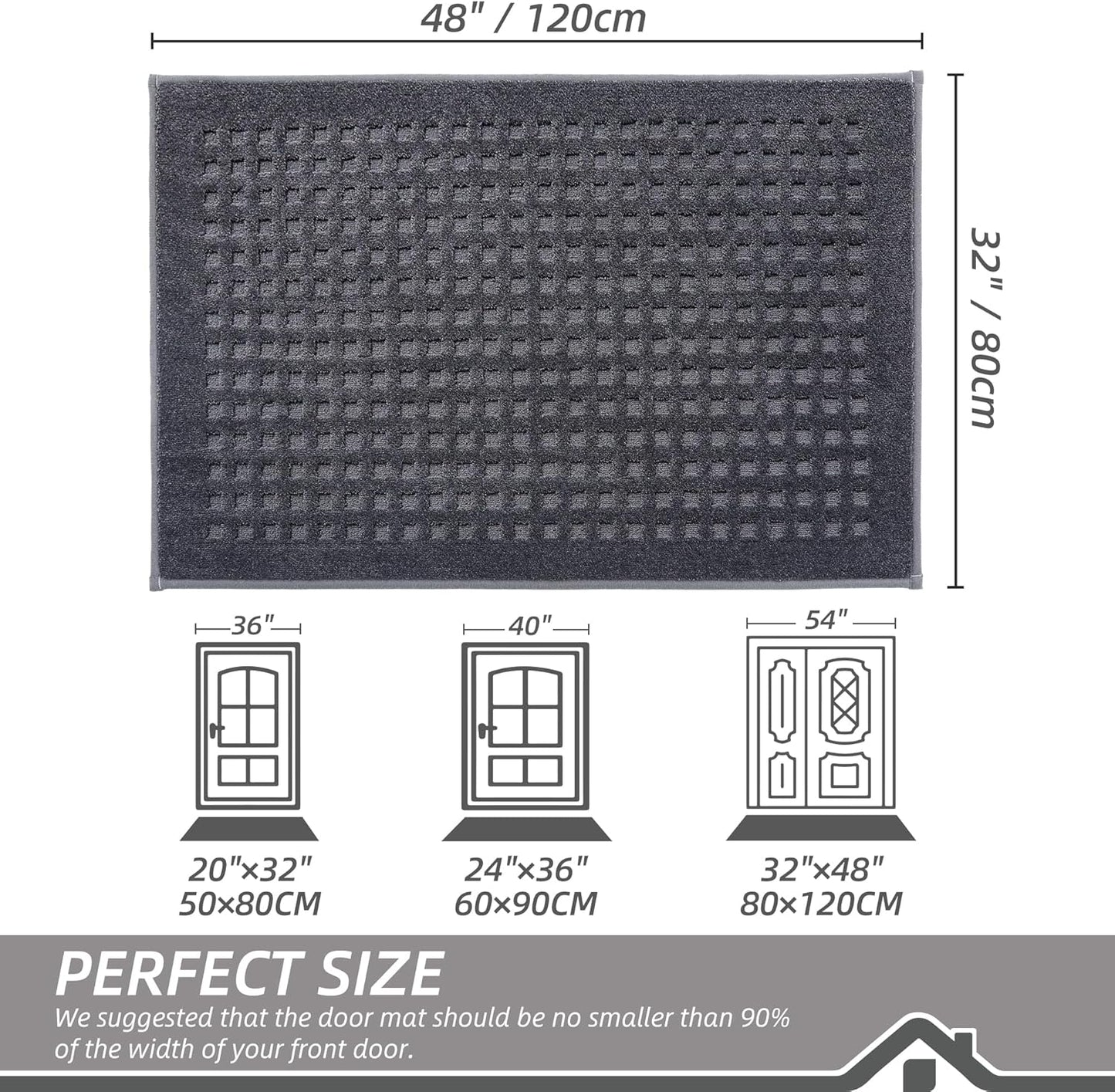 BEQHAUSE Dirt Trapper Door Mats 20"x32", Non-Slip Waffle Doormat Indoor Entrance Low-Profile, Dirt Resist and Absorbent Entryway Rugs Washable Inside Welcome Floor Mat for Front Back Door, Beige