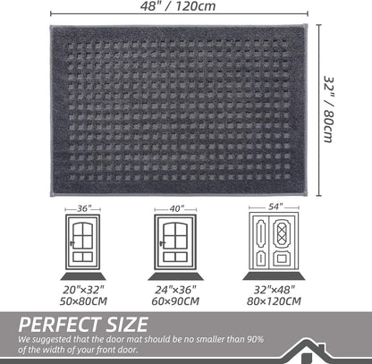 BEQHAUSE Dirt Trapper Door Mats 20"x32", Non-Slip Waffle Doormat Indoor Entrance Low-Profile, Dirt Resist and Absorbent Entryway Rugs Washable Inside Welcome Floor Mat for Front Back Door, Beige