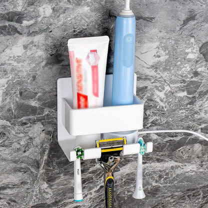 Electric Toothbrush Holder Wall Mounted, Electric Toothbrush Cord Organizer Holds 1 Chargers, Self Adhesive Electric Toothbrush Stand for Bathroom, Medicine Cabinet, Dorm(Black)