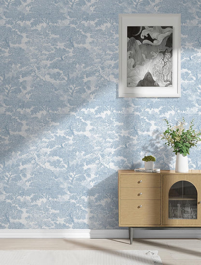 Safiyya Peel and Stick Wallpaper Beige Forest Contact Paper 17.3" x 118" Vintage Tree Wall Paper Renter Friendly Self Adhesive Removable Wallpaper for Bathroom Vinyl Off-White