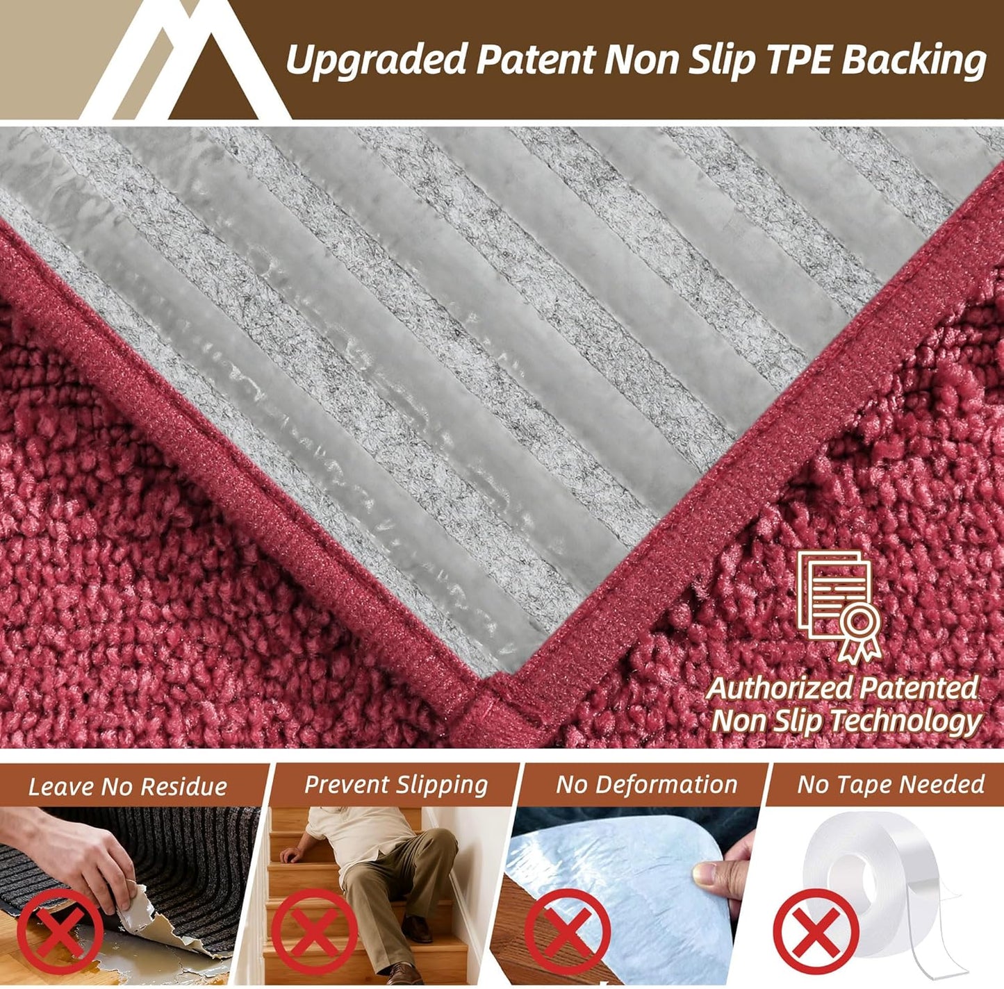 COSY HOMEER Edging Stair Treads Non-Slip Carpet Mat 28inX9in Indoor Stair Runners for Wooden Steps, Edging Stair Rugs for Kids and Dogs, 100% Polyester TPE Backing(4pc, Beige)