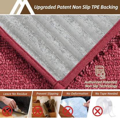 COSY HOMEER Edging Stair Treads Non-Slip Carpet Mat 28inX9in Indoor Stair Runners for Wooden Steps, Edging Stair Rugs for Kids and Dogs, 100% Polyester TPE Backing(4pc, Beige)