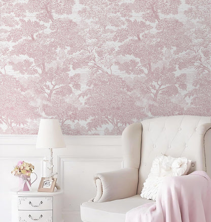 Safiyya Peel and Stick Wallpaper Beige Forest Contact Paper 17.3" x 118" Vintage Tree Wall Paper Renter Friendly Self Adhesive Removable Wallpaper for Bathroom Vinyl Off-White