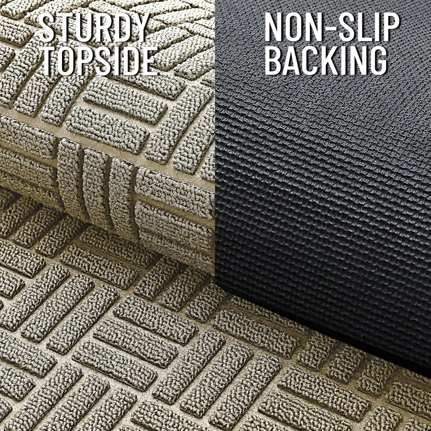 OLANLY Front Door Mat Outside Entrance 29.5x17, Absorbent, Heavy Duty Sturdy Natural Rubber Doormat Indoor Outdoor, Stain and Fade Resistant, Non-Slip Backing Low Profile Floor Mat for Entryway, Grey