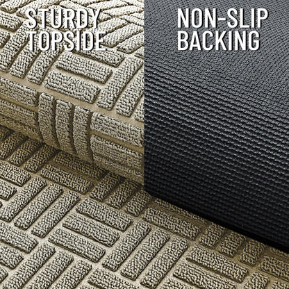 OLANLY Front Door Mat Outside Entrance 29.5x17, Absorbent, Heavy Duty Sturdy Natural Rubber Doormat Indoor Outdoor, Stain and Fade Resistant, Non-Slip Backing Low Profile Floor Mat for Entryway, Grey