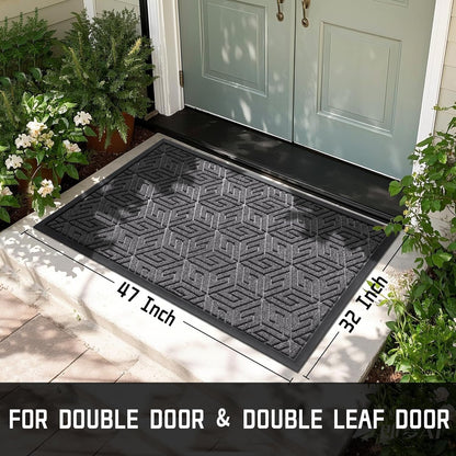 Yimobra Doormat Outdoor Entrance 29.5x17, All-Weather Waterproof Outdoor Mats for Front Door, Non Slip Welcome Door Mat for Patio Proch Outside Entryway Indoor, Black