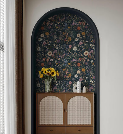 Safiyya Peel and Stick Wallpaper Vintage Floral Contact Paper 17.3" x 78.7" Wall Paper Renter Friendly Self Adhesive Removable Wallpaper for Bathroom Vinyl