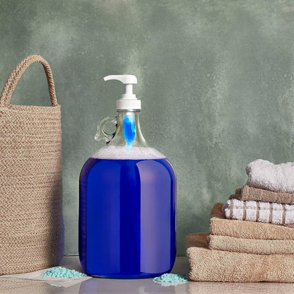 kitchentoolz Gallon Glass Pump Dispenser Bottle, Large Jug Laundry Liquid Detergent Dispenser with Pump for Laundry Room Organization, Soap, Fabric Softener, Commercial Condiment Dispenser- 128 oz