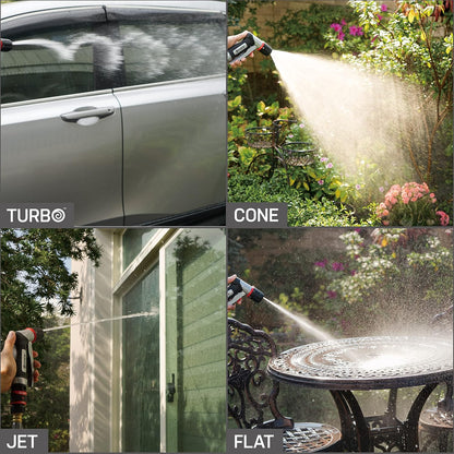 Eden PRO 94834 Metal Front Trigger 4-Pattern Turbo Nozzle | Heavy-Duty Hose Sprayer for Garden, Lawn, Plants, Outdoor Cleaning, Durable Aluminum Core, Quick Connect Set Included