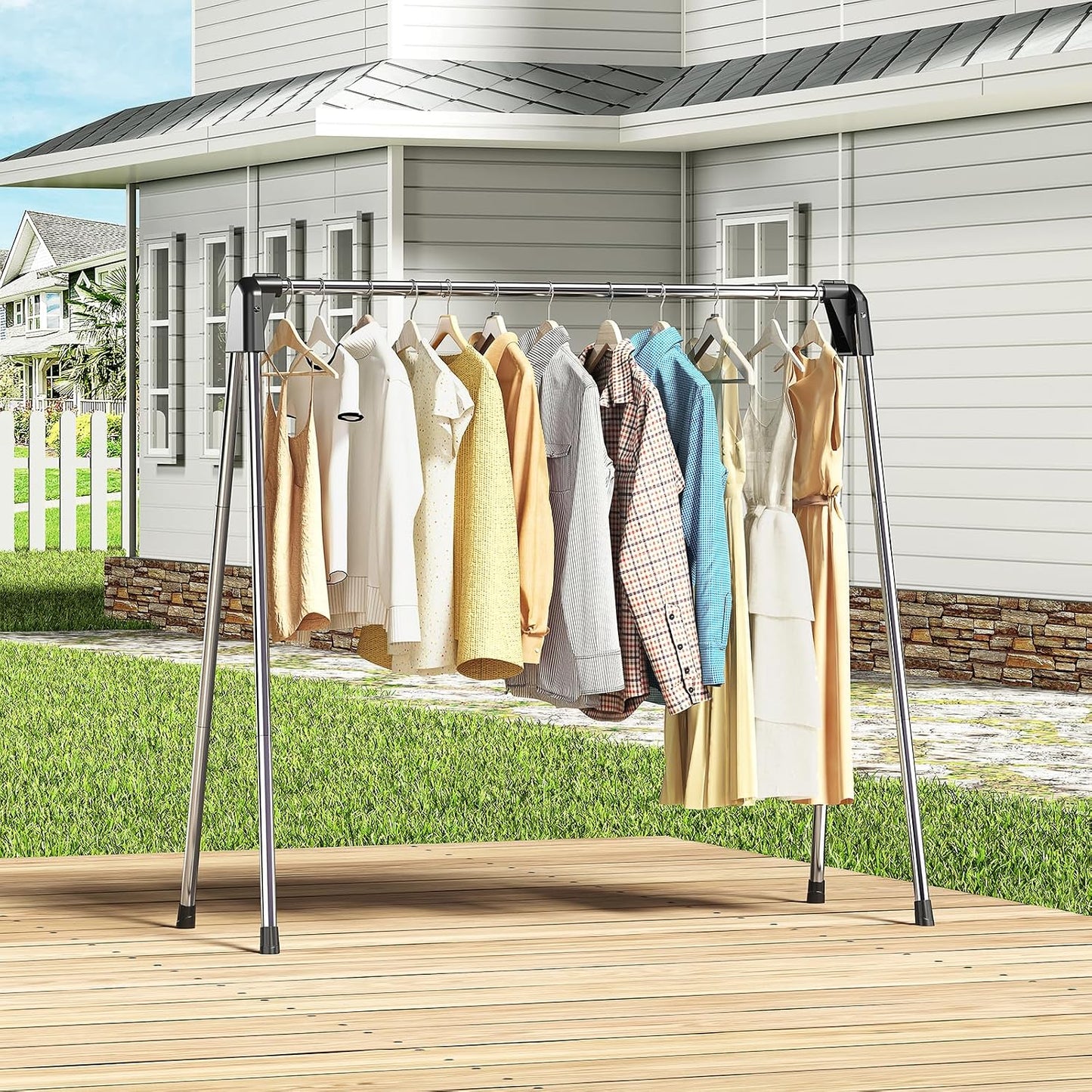 APEXCHASER Clothes Drying Rack Foldable, Stainless Steel Laundry Drying Rack Collapsible, Clothes Hanger for Sweater Baby Clothes Towel for Indoor & Outdoor, Portable Clothes Airer for Travel