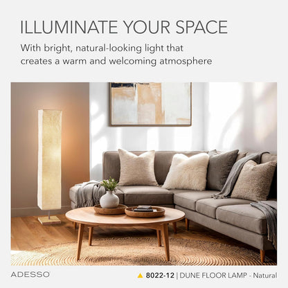 Adesso Three Light Floor Lamp – Natural Wood Base & Adjustable Brightness – Perfect Lighting for Bedroom, Living Room and Corner Decor, Beige