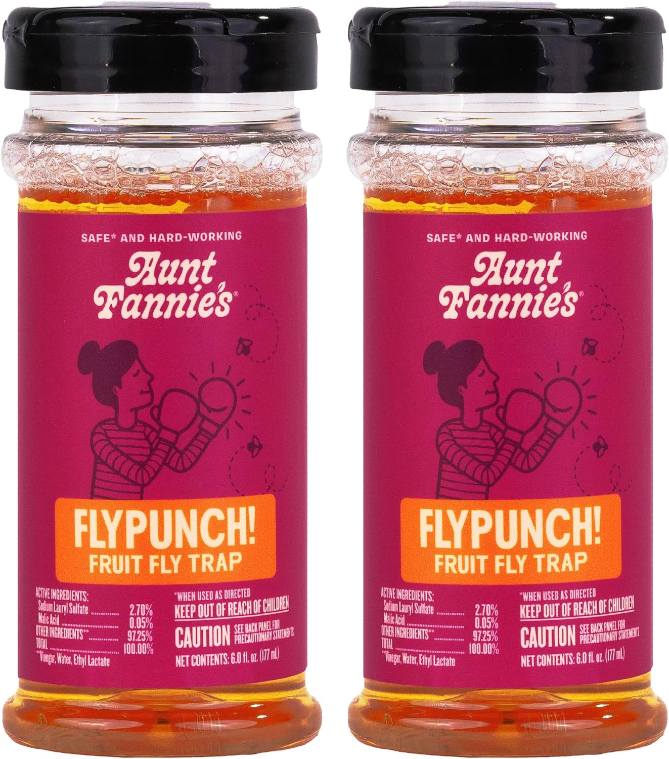 Aunt Fannie's FlyPunch Fruit Fly Trap for Indoor and Kitchen Use, Ready to Use, Made with Plant Based Ingredients, Safe Near Food, Each Bottle Lasts Up to 30 Days, Pack of 1