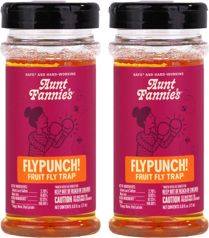 Aunt Fannie's FlyPunch Fruit Fly Trap for Indoor and Kitchen Use, Ready to Use, Made with Plant Based Ingredients, Safe Near Food, Each Bottle Lasts Up to 30 Days, Pack of 1