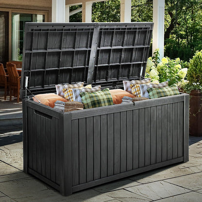 YITAHOME 31 Gallon Outdoor Storage Deck Box | Waterproof Resin Package Delivery and Storage Box with Lockable Lid for Patio Furniture Cushions, Pool Accessories, Garden