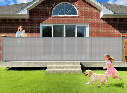 71 inch Retractable Baby Gates, EZIGO Extra Wide Baby Gate for Large Opening Extra Long Mesh Gate for Kids or Pet Dog Gate Child Safety Gate for Stairs Hallways Doorway Indoor Outdoor, Gray