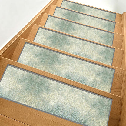 Non Slip Stair Treads for Wooden Steps, 15 Pack 8"x30" Washable Carpet | 8x30 in soft chenille polyester stair treads with reusable TPE backing for indoor wood stairs, dogs, kids, and seniors
