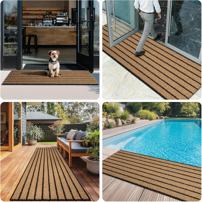 Outdoor Front Door Mat 32" x 48", Dirt Trapping Outside Entrance Rug, Non Slip Shoe Scraper, Heavy Duty Commercial Rug for Patio, Garage, Traffic Area, Office, Roll Packing