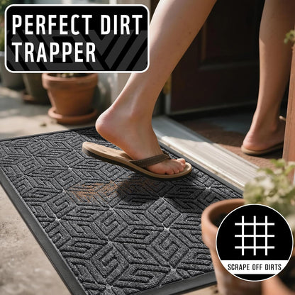 Yimobra Doormat Outdoor Entrance 29.5x17, All-Weather Waterproof Outdoor Mats for Front Door, Non Slip Welcome Door Mat for Patio Proch Outside Entryway Indoor, Black
