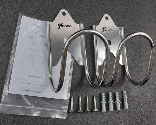 JBscoop Stainless Steel Garden Hose Hanger (Set of 2), for Garden Hose Holder, Rust Free Hose Holder Wall Mount, Heavy Duty Wall Mount Hose Hanger