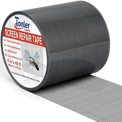 Window Screen Repair Tape 2 in x 40 FT Fiberglass Strong Adhesive Screen Patch, Waterproof Mesh Repair Kit for Window & Door Screen Holes Tears - Gray
