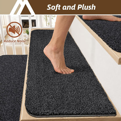COSY HOMEER Stair Treads for Wooden Steps Non-Slip Carpet Mat,4pcs,Brown | Cut to Size,Peel and Stick,Washable,Residue Free,Self Adhesive,Stair Runner for Kid Elder Pet,28“x9”Carpet Stair Treads