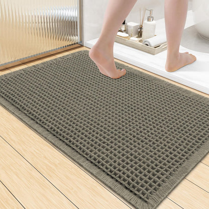 Smiry Waffle Bath Mat 30x20, Extra Soft Absorbent Bathroom Rugs, Non Slip Machine Washable Quick Dry Bath Rugs for Bathroom Floor, Tub, Shower, Home Decor Accessories, Brown