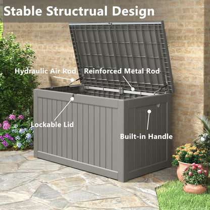 KAMABOKO 31 Gallon Outdoor Storage Box, Resin Deck Boxes Indoor and outdoor, Waterproof Storage Box Lockable Lid for Garden Tools, Package Delivery, Pool Supplies, Patio Cushions, Black