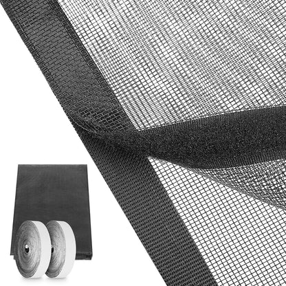 47.2 x 78.7 inch Window Screen with 23 Feet Black Upgraded Hook and Loop Adhesive Edging Frame Free Cutting DIY Self-Adhesive Window Screen Mesh Curtain Replacement