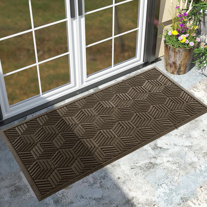 Yimobra Front Door Mat, All-Season Waterproof Outdoor Mat for Entrance with Drainage Holes, Heavy Duty Non-Slip Doormat for Garage Patio Entryway Indoor, 29.5x17, Red