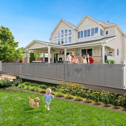 Reinforced 55" Wide Retractable Baby Gates with Reinforced Strips, Indoor/Outdoor Retractable Dog Gate for Doorway Prevent Bottom Drilling Through, No Bottom Bar Safety Mesh Baby Gate for Stair, Black