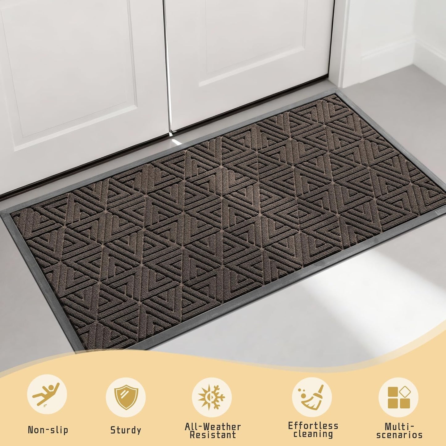 Yimobra Front Door Mat Outside Entrance 29.5x17, Waterproof Heavy Duty Outdoor Mats for Front Door, Non Slip Rubber Entry Mat for Garage Patio Indoor, Grey