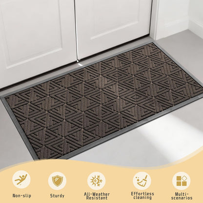 Yimobra Front Door Mat Outside Entrance 29.5x17, Waterproof Heavy Duty Outdoor Mats for Front Door, Non Slip Rubber Entry Mat for Garage Patio Indoor, Grey