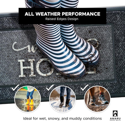 Extra Durable, Superior Absorption, Front Door Mat for Outdoor & Indoor - Welcome Mat for Entryway, Entrance, Patio, Porch - Waterproof, Non-Slip Backing, Coarse Fibers (Scales,17x29)