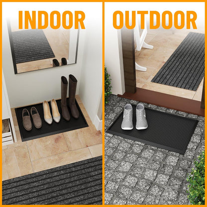 Ottomanson Indoor/Outdoor Boot Tray Non-Slip Rubber 16" x 32" Modern Entryway Mat for Entryway, Patio, Backyard, Garage, 16" x 32", Black