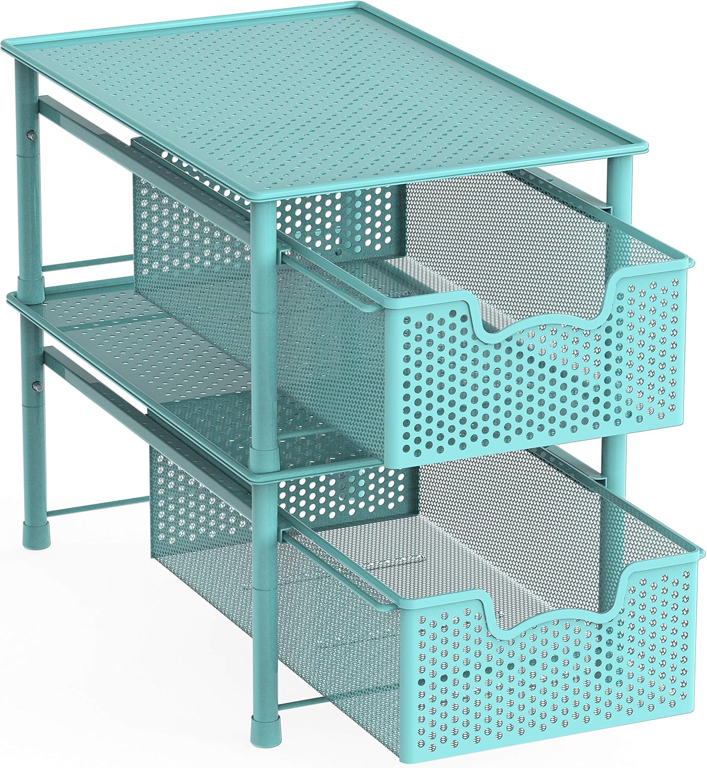 Simple Houseware Stackable 2 Tier Sliding Basket Organizer Drawer, White
