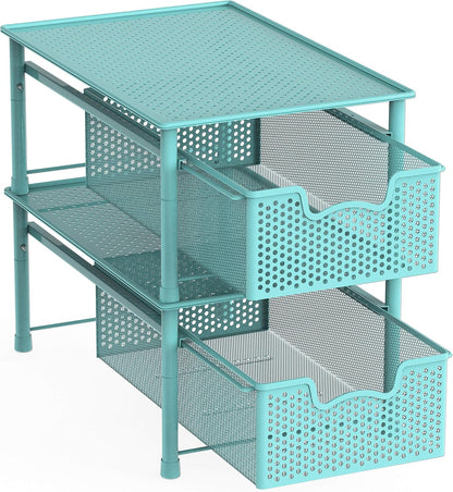Simple Houseware Stackable 2 Tier Sliding Basket Organizer Drawer, White