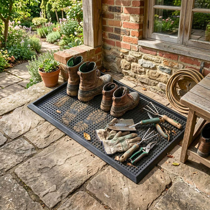 Ottomanson Waterproof Rubber Outdoor Doormat – Heavy-Duty Non-Slip Rubber Floor Mat with Ridge Scraper Pattern, All-Weather Front Door Entry Mat for Mud & Dirt Control – 24" x 36", Black