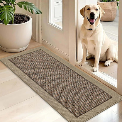 BEQHAUSE Indoor Door Mat 20" x 32", Dirt Trapper Door Mats Non-Slip Entryway Rugs Washable, Resist Dirt Absorbent Welcome Mat, Low Profile Floor Mats for Front Back Door and Entryway, Taupe