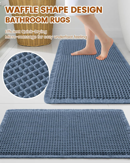 Smiry Waffle Bath Mat 30x20, Extra Soft Absorbent Bathroom Rugs, Non Slip Machine Washable Quick Dry Bath Rugs for Bathroom Floor, Tub, Shower, Home Decor Accessories, Brown