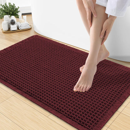 Smiry Waffle Bath Mat 30x20, Extra Soft Absorbent Bathroom Rugs, Non Slip Machine Washable Quick Dry Bath Rugs for Bathroom Floor, Tub, Shower, Home Decor Accessories, Brown