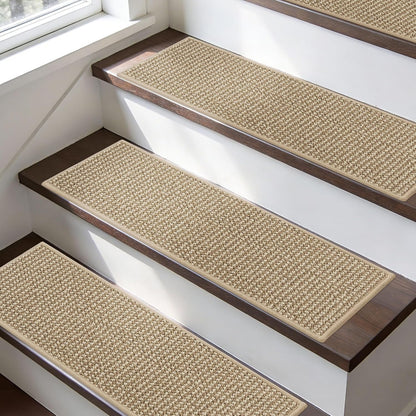 BEQHAUSE Stair Treads for Wooden Steps 28inX9in, Carpet Stair Treads Non Slip Indoor, Machine Washable Stair Runners for Kids Elders and Pets, Carpet for Stair Rugs Mat, TPE Backing, 4pcs, Taupe