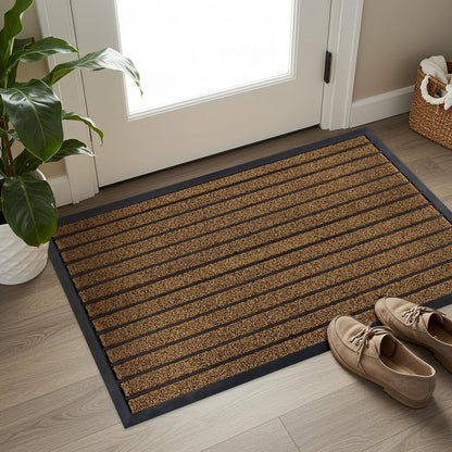 ubdyo Extra Durable Door Mat - Dirt Trapping Outdoor Welcome Mats - Non-Slip Outdoor Indoor Entrance - Low Profile Front Doormat (30" x 17", Bright Brown)