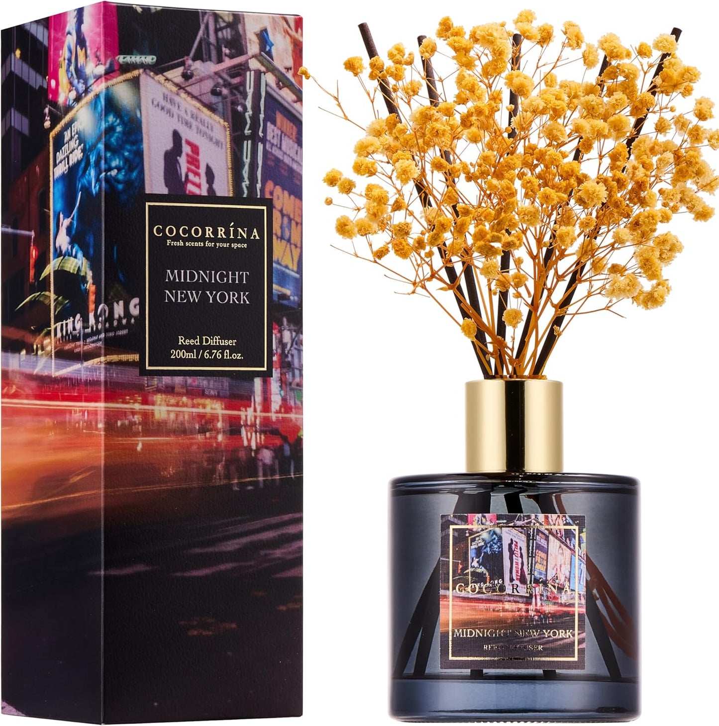 Cocorrína Reed Diffuser Sets, 6.7 fl oz. Black Forest Diffuser with Sticks Home Fragrance Reed Diffuser for Bathroom Shelf Decor